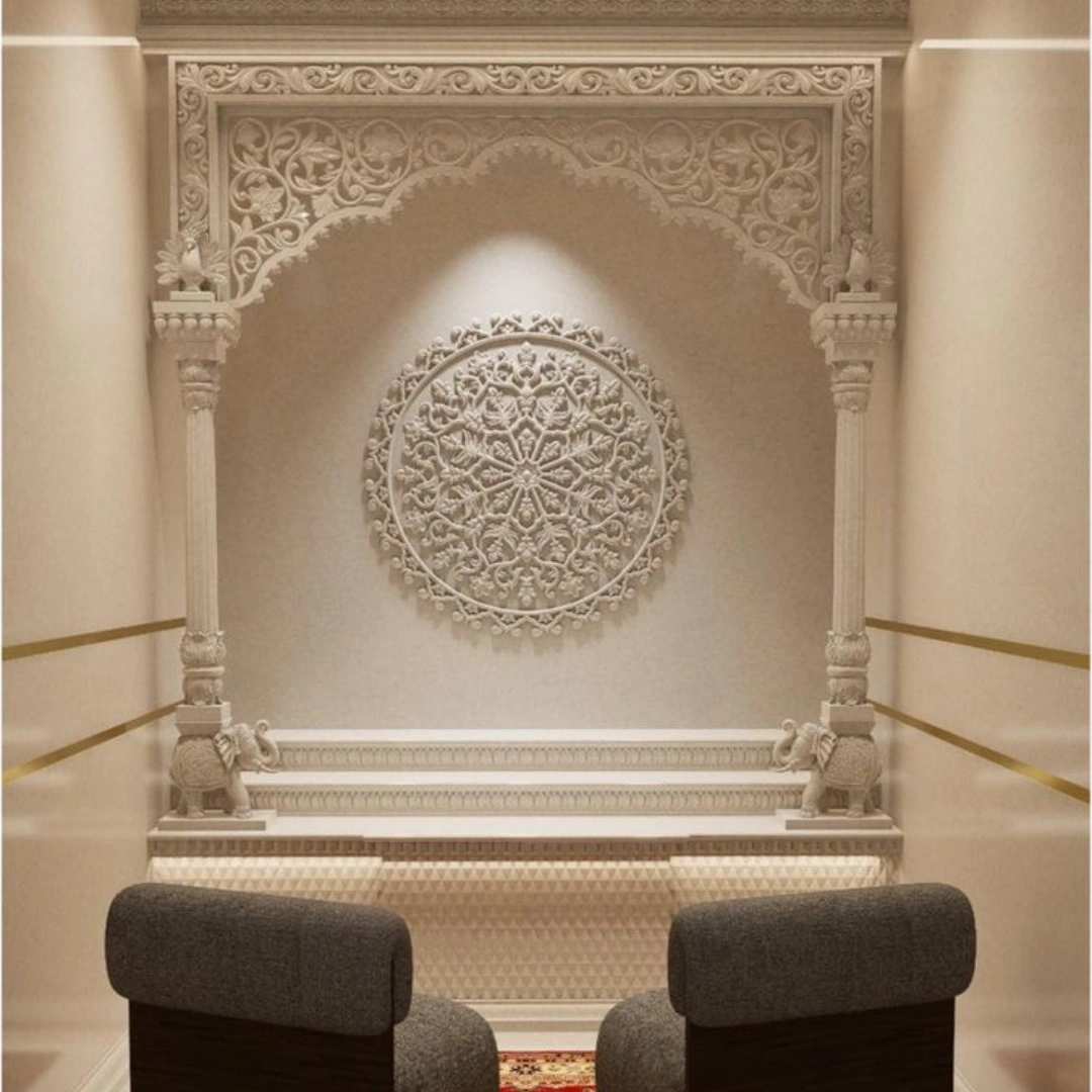 Carved Patterns Marble Mandir 